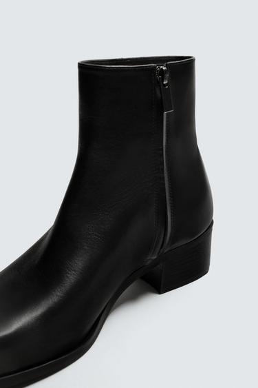 BOTTES EN CUIR À TALONS - Noir de Zara - Image 5