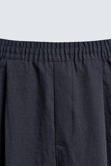 FLOWING PLEATED TROUSERS - Navy blue by Zara - Image 8