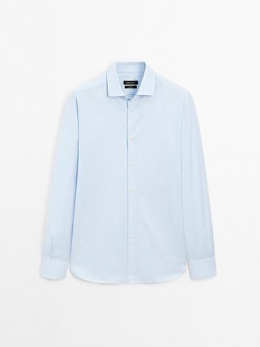 Zara Slim fit check 100% cotton shirt - Sky blue