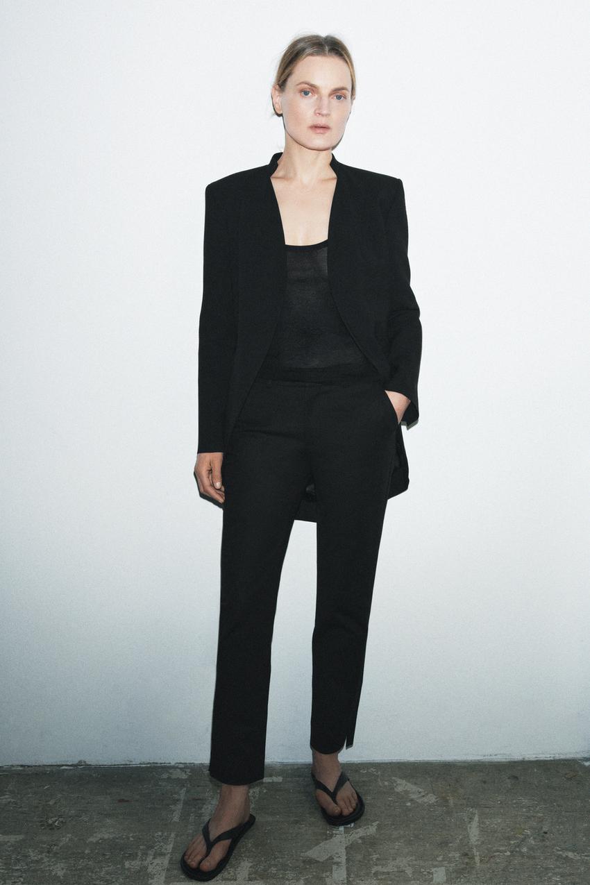LIMITED EDITION ZW COLLECTION MINIMAL LONG BLAZER - Black | ZARA United  States