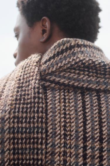 MANTEAU COURT À CARREAUX AVEC ÉCHARPE ÉDITION LIMITÉE - Marron de Zara - Image 5