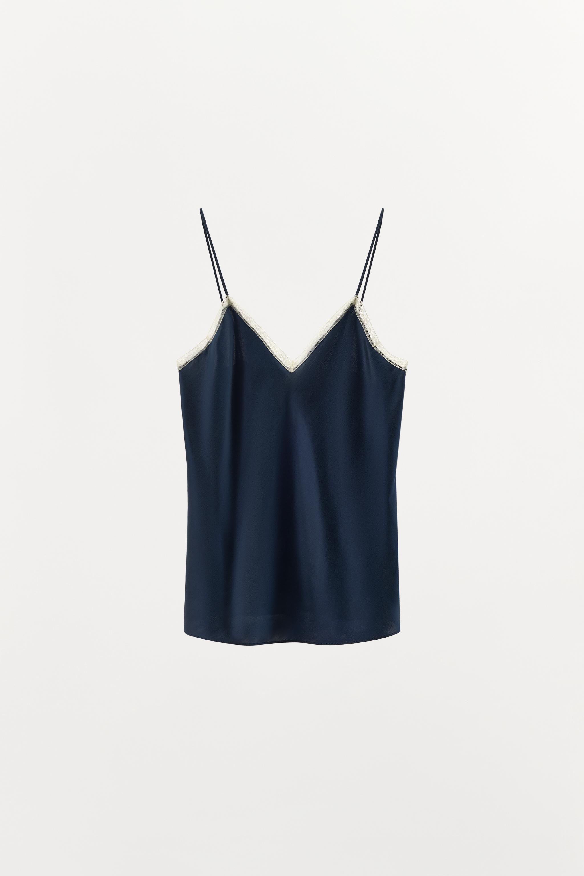 100% SILK LACE TRIM CAMISOLE