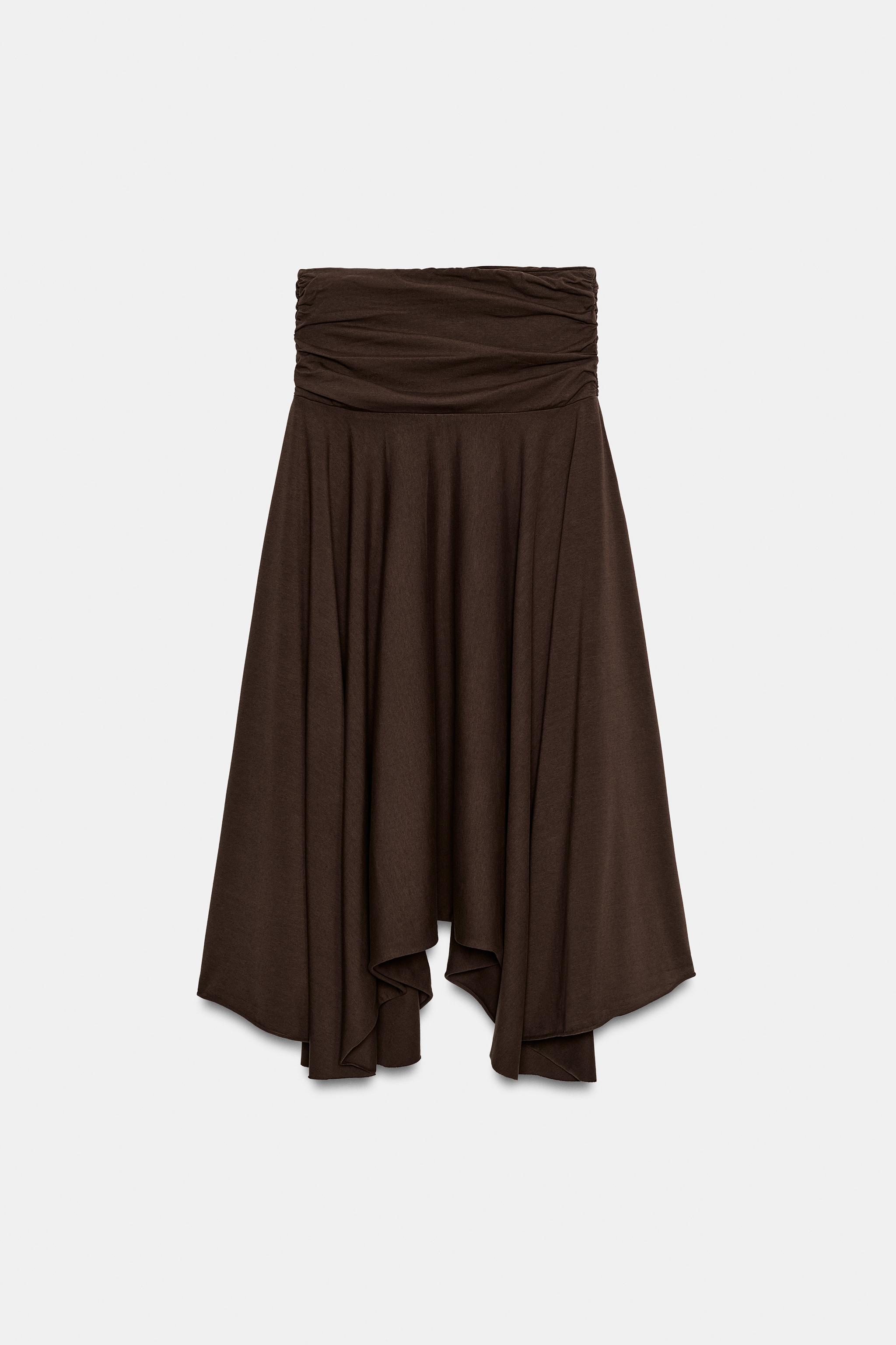 ASYMMETRIC SASH SKIRT - Brown | ZARA New Zealand
