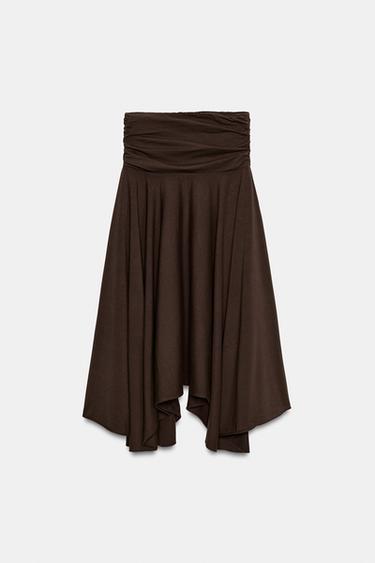 FALDA ASIMÉTRICA FAJÍN - Marrón de Zara - Imagen 0