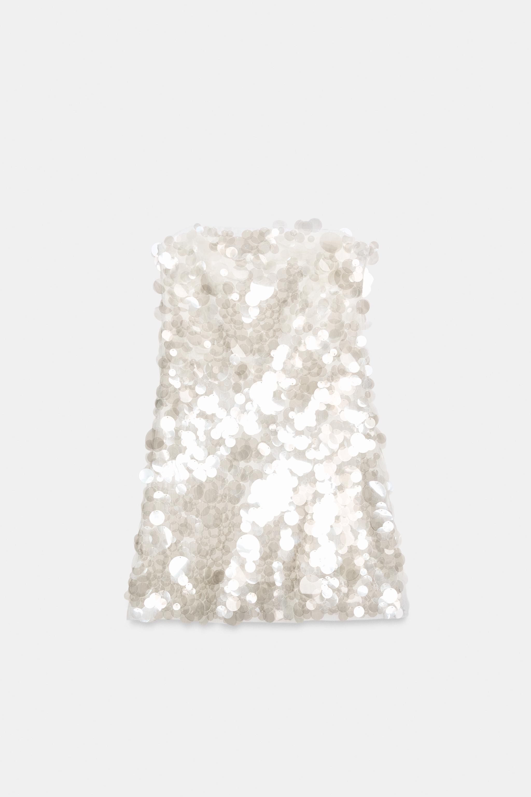 Женские платья Zara SEQUIN STRAPLESS MINI DRESS — фото 5