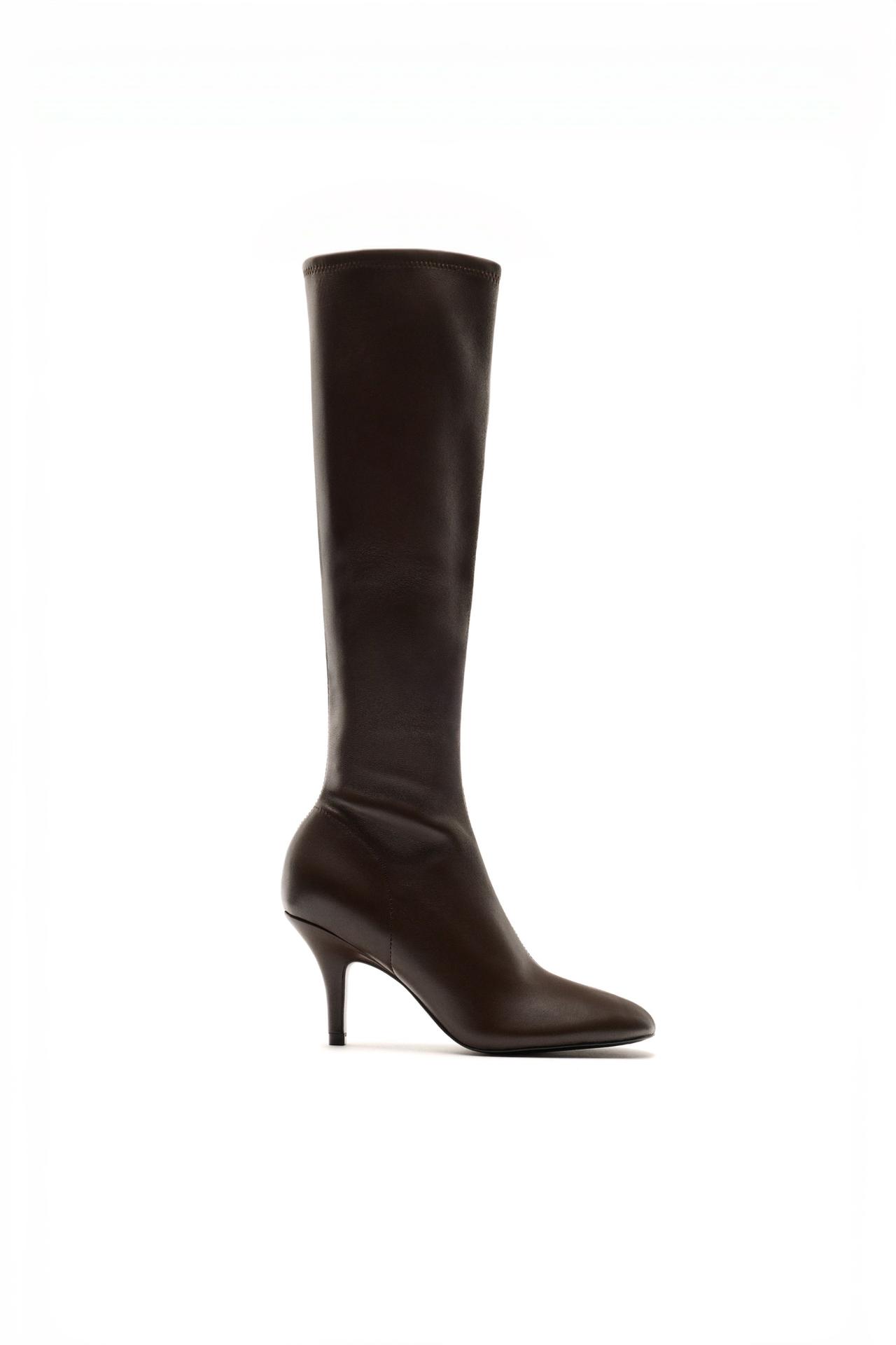 Elastic leather heeled boot - LIMITED EDITION — Brown