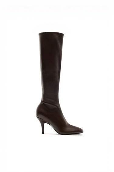 Elastic leather heeled boot - LIMITED EDITION — Brown 1