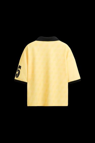 Zara RETRO FOOTBALL PRINTED POLO SHIRT - Light yellow