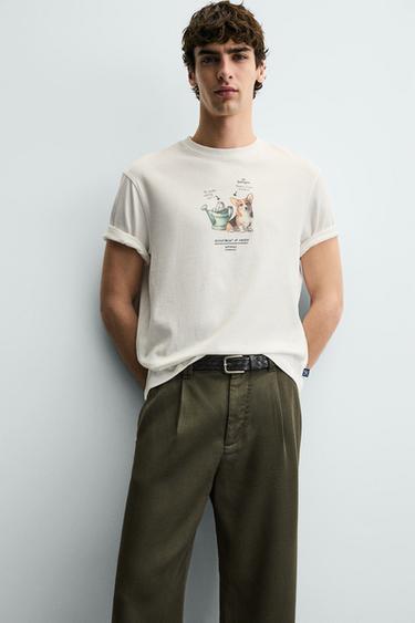 T-SHIRT IMPRIMÉ CONTRASTE - Beige clair de Zara - Image 5