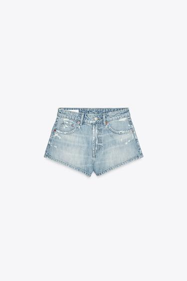 MID-WAIST TRF MINI DENIM SHORTS - Light blue by Zara