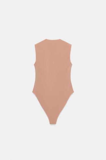 BODY ENCOLURE CARRÉE STRETCH - Rose pâle de Zara - Image 1
