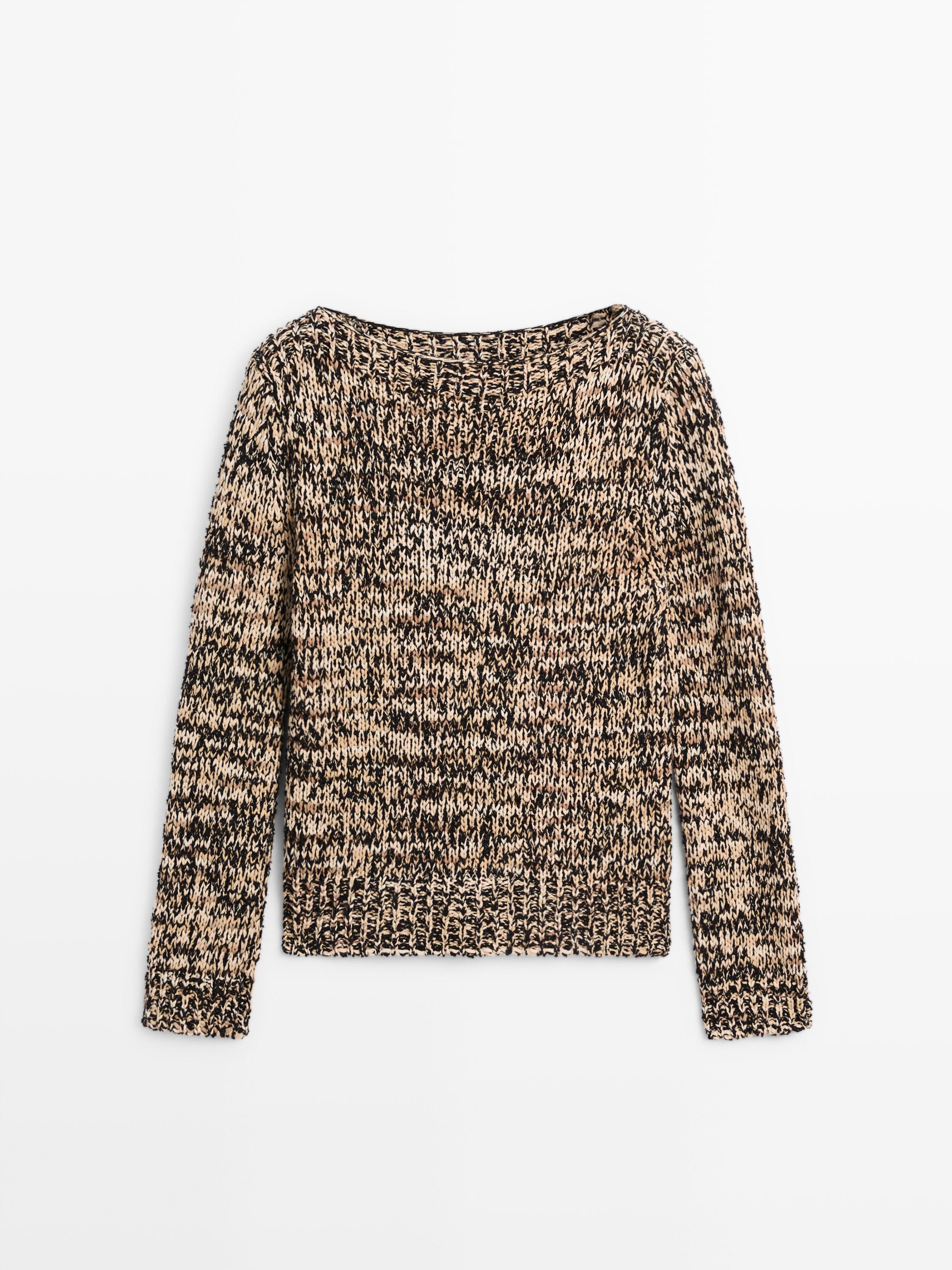 Mouliné cotton blend knit sweater