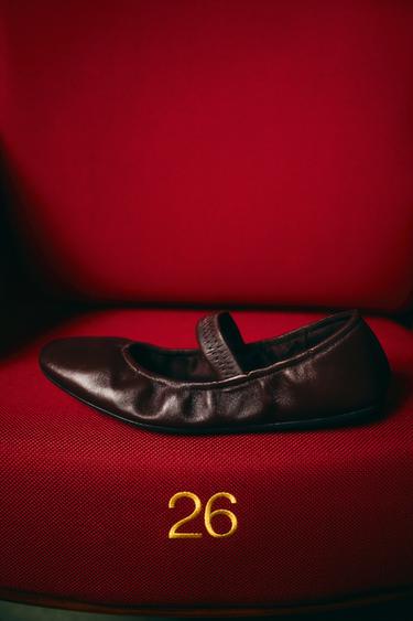 SOFT BALLET FLATS WITH ELASTIC STRAP - Brown by Zara