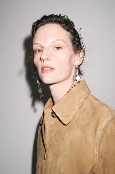 ZW COLLECTION LIMITED EDITION 100% SUEDE LEATHER JACKET - camel by Zara - Image 1