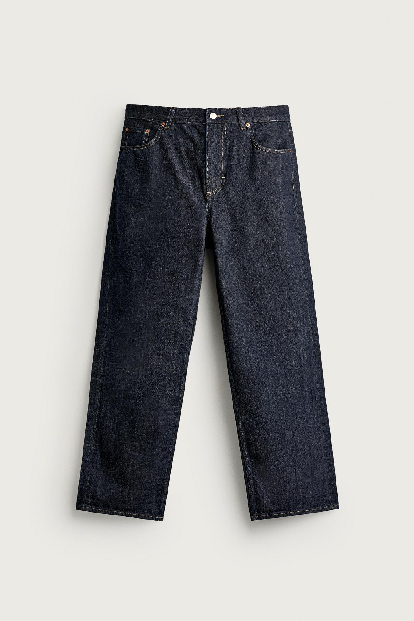 Мужские джинсы Zara Straight Fit, цвет: Тёмный индиго — фото 7