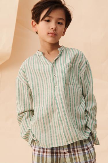 HEMD MIT STREIFEN UND TASCHE – LIMITED EDITION - Grüner Streifen von Zara