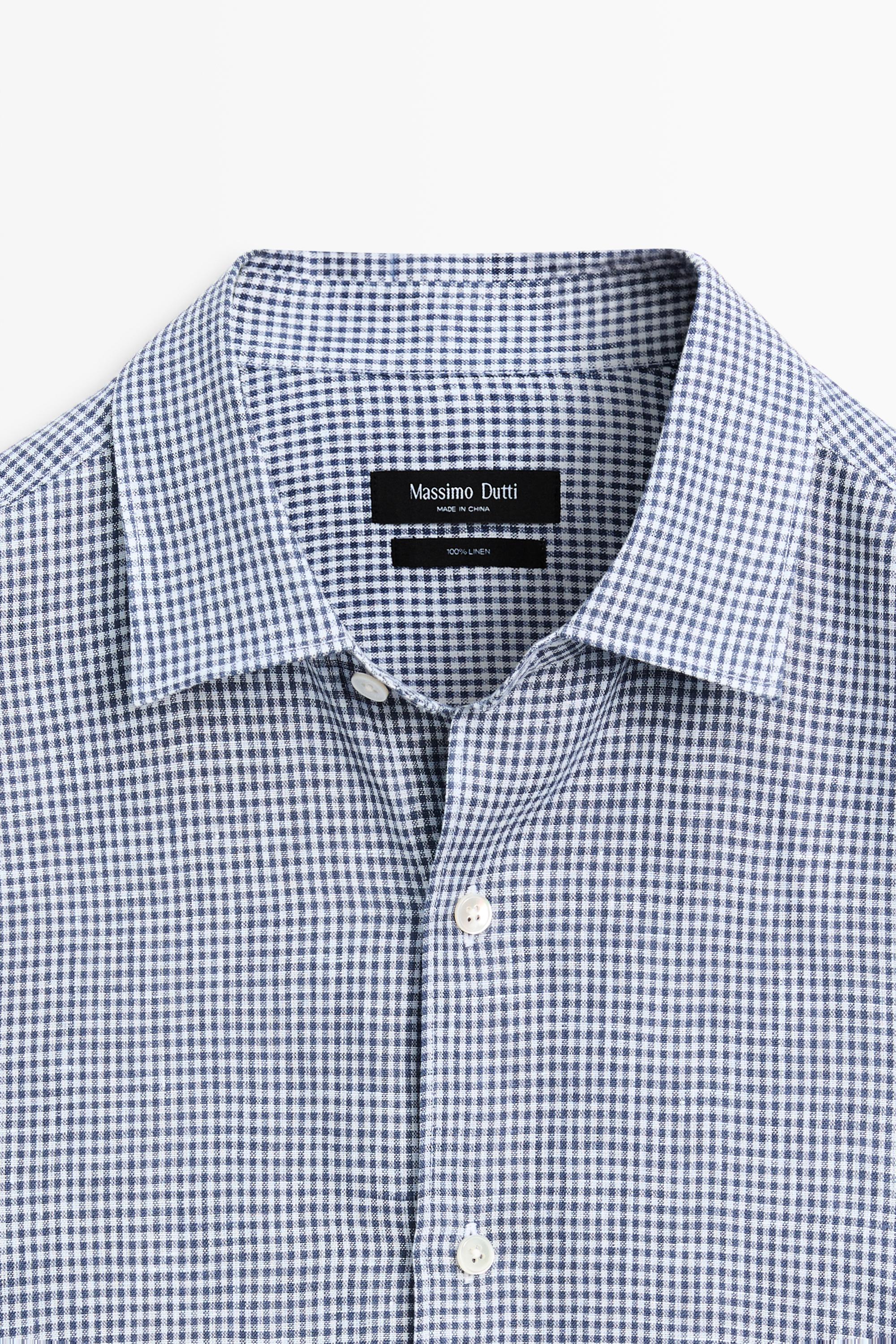 100% linen regular fit gingham shirt