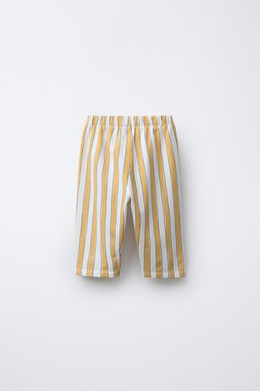 STRIPED BAGGY TROUSERS - Ecru/Yellow by Zara - Image 1