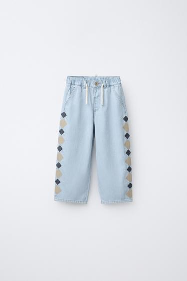 ДЖИНСЫ WIDE LEG С ВЫШИВКОЙ — ГОЛУБОЙ от Zara