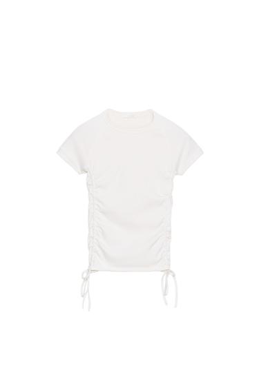 ADJUSTABLE GATHERED T-SHIRT - Ecru by Zara