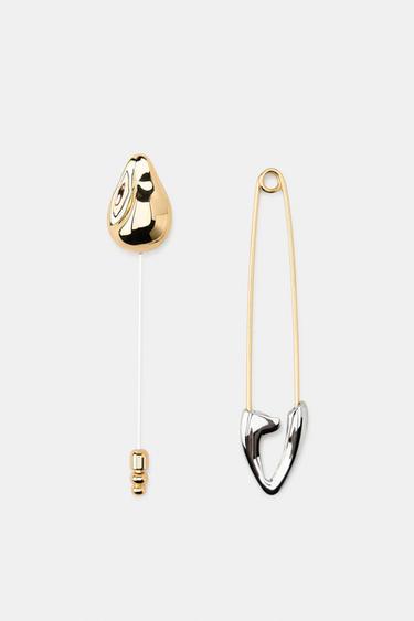 Zara PACK OF 2 SAFETY PIN BROOCHES - Gold / Silver
