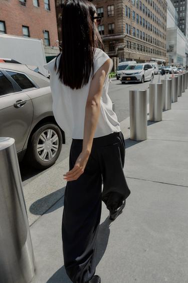 ASYMMETRIC CREPE CAPE TOP - Oyster-white by Zara - Image 4