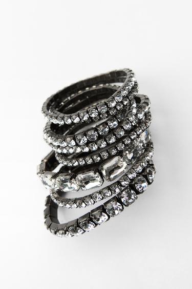 PACK OF ELASTICATED RHINESTONE BRACELETS - Dark anthracite by Zara - Image 2