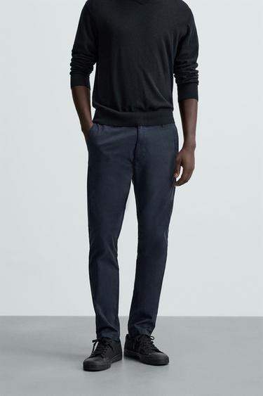 SKINNY FIT CHINO TROUSERS - Navy blue by Zara