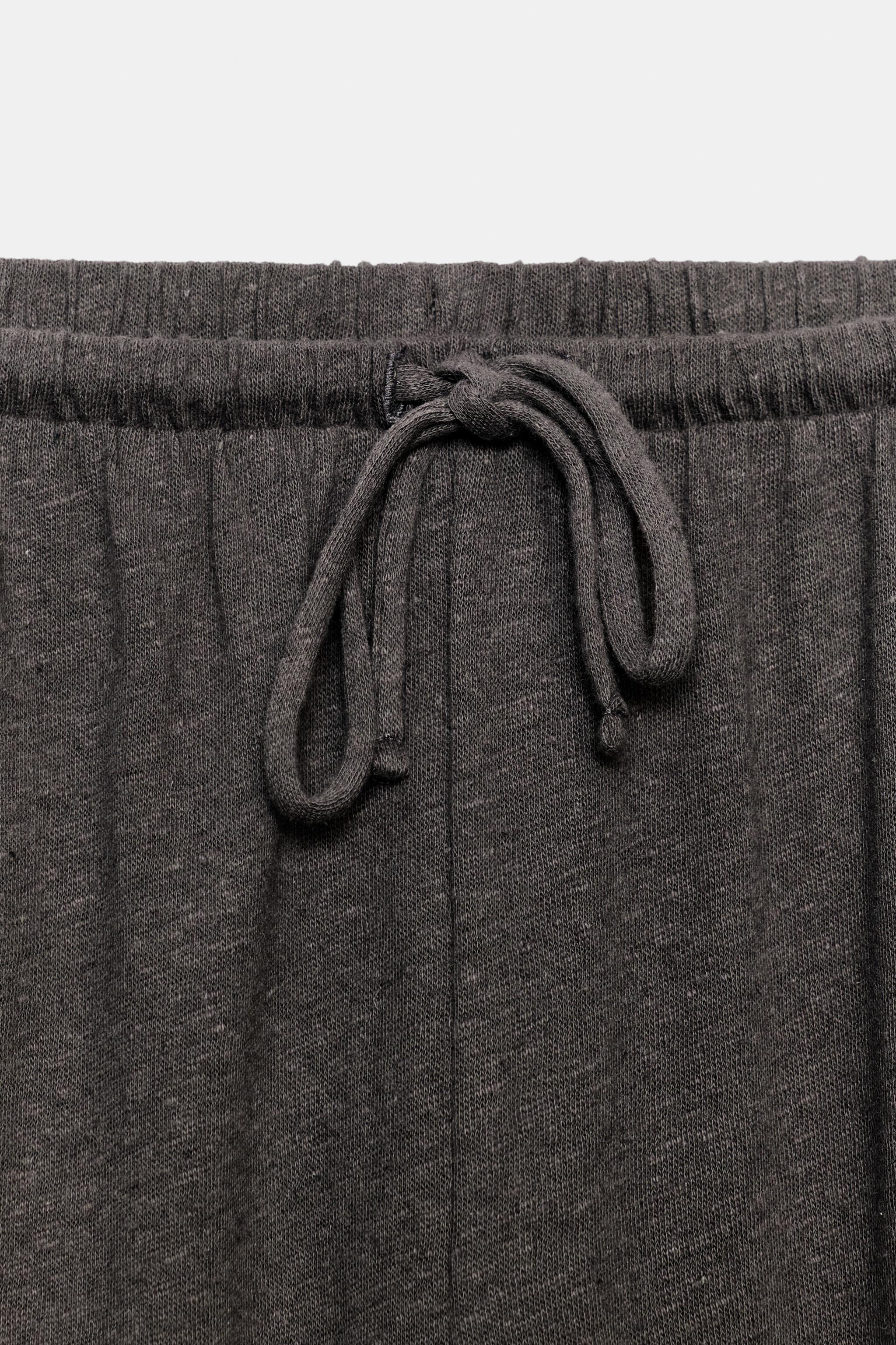 LINEN BLEND SLIT PANTS