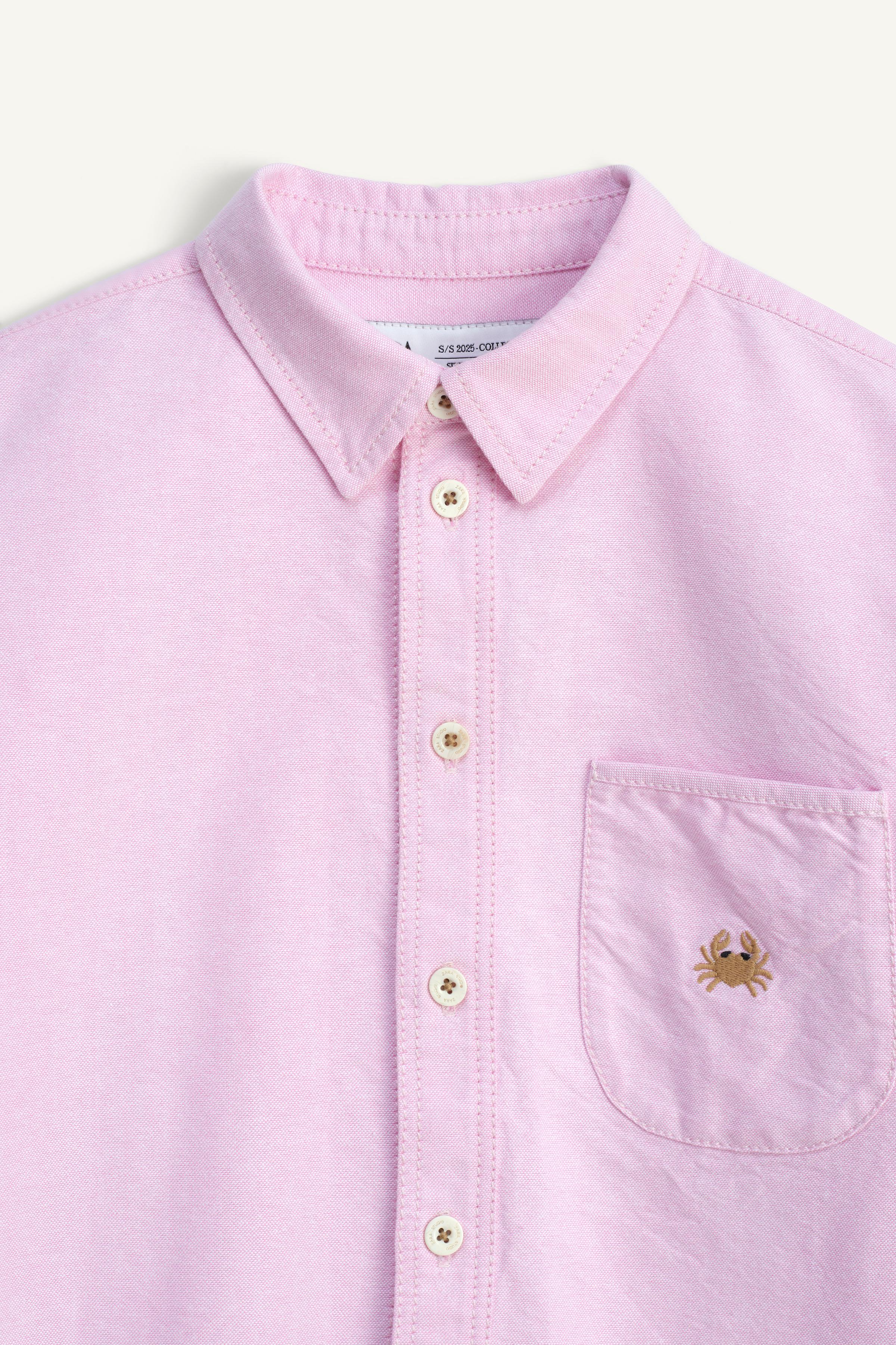 LIMITED EDITION EMBROIDERED OXFORD SHIRT - Pink | ZARA