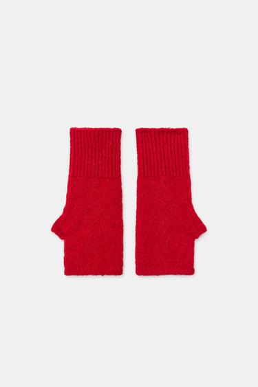 SHORT KNIT MITTENS - Red by Zara - Image 0