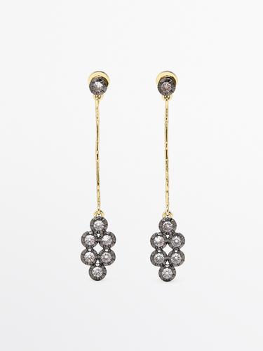Zara Antique rhinestone earrings - Golden