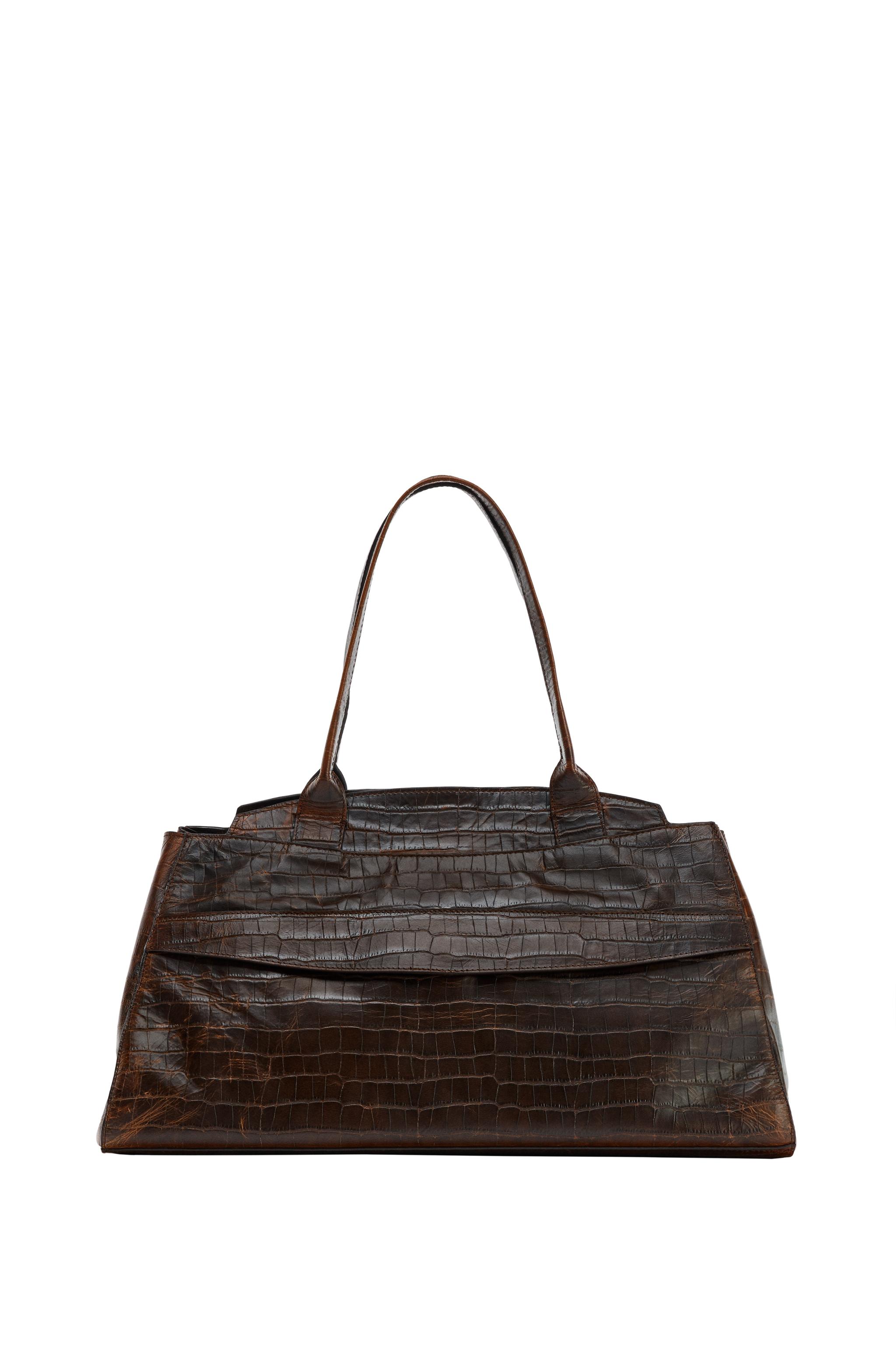 LEATHER MAXI CITY BAG - Chocolate | ZARA Spain
