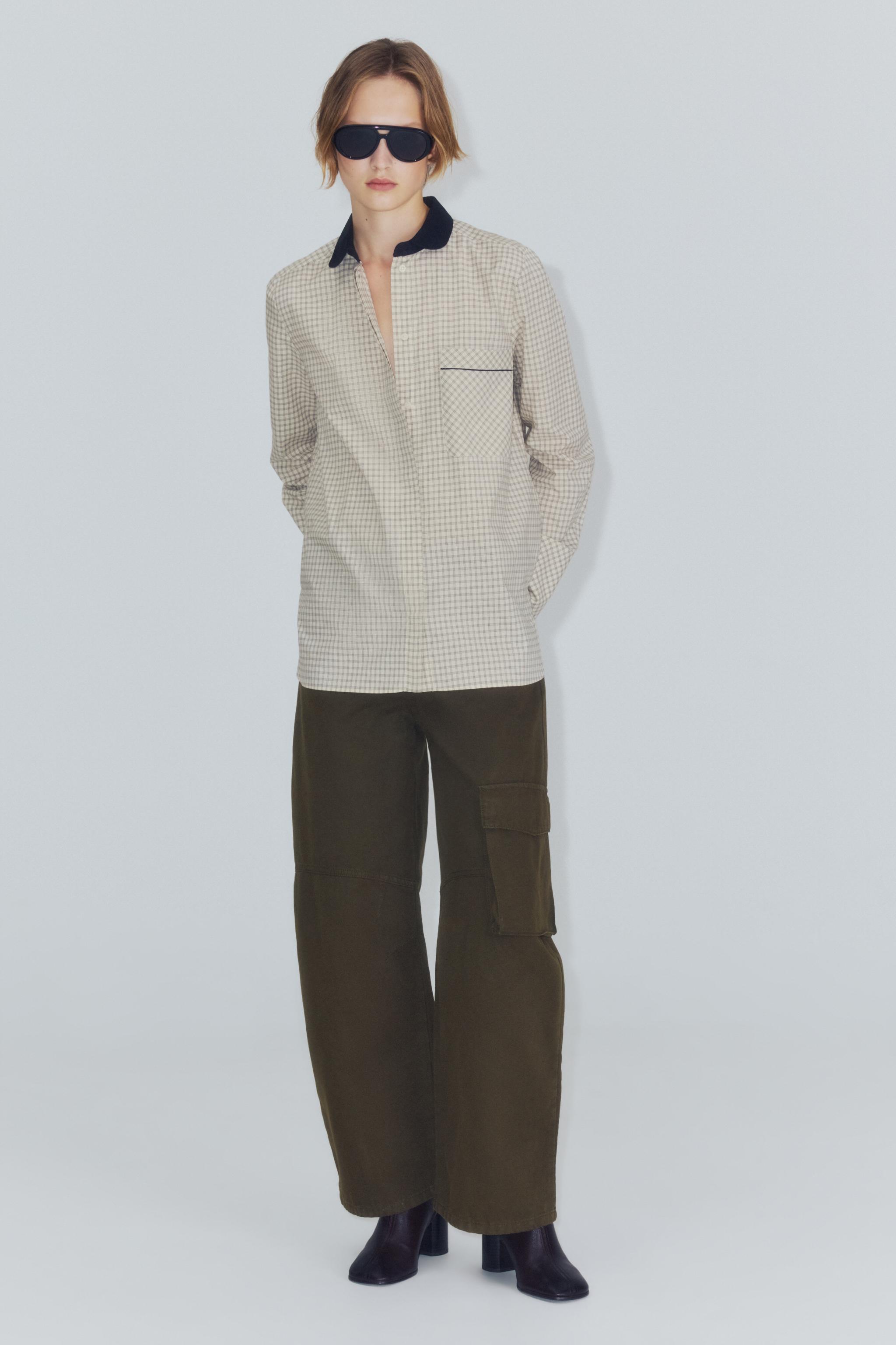 ZW COLLECTION CONTRAST COLLAR CHECKED SHIRT