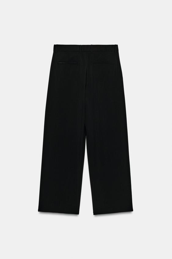 ZW COLLECTION 100% WOOL WIDE-LEG TROUSERS - Black by Zara - Image 7