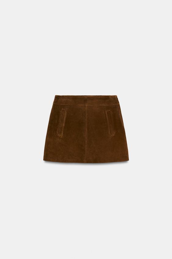 100% LEATHER MINI SKIRT - Caramel by Zara - Image 0