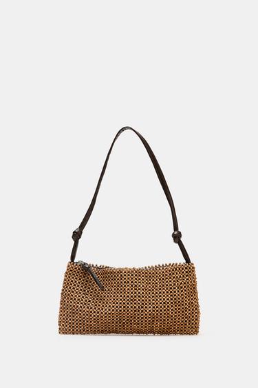 BOLSA DE OMBRO COM MIÇANGAS - Marrom da Zara - Imagem 0
