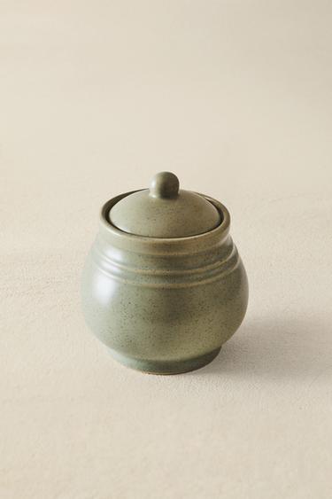 STONEWARE SUGAR BOWL - GREENISH by Zara - Image 4