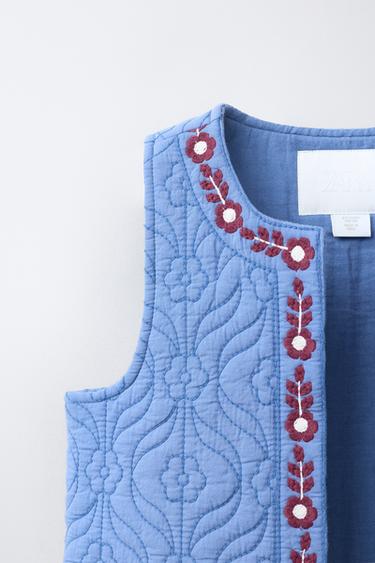 GILET TEXTURÉ BRODÉ - Bleu de Zara - Image 2