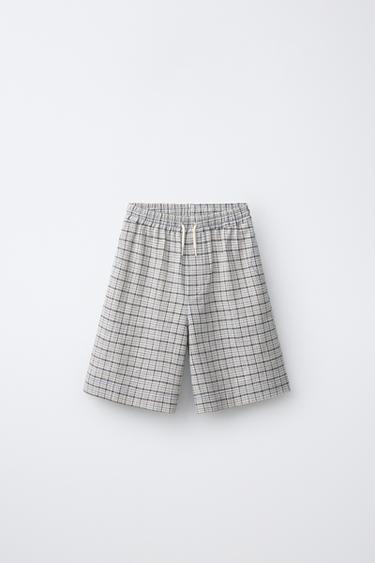 CHECK PRINT BERMUDA SHORTS - Ecru by Zara