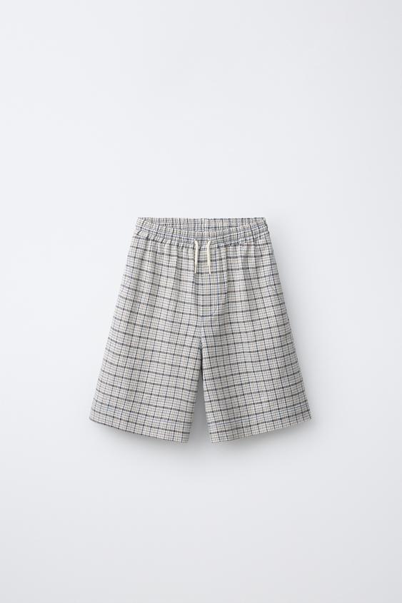 BERMUDA IMPRIMÉ À CARREAUX - Écru de Zara - Image 0