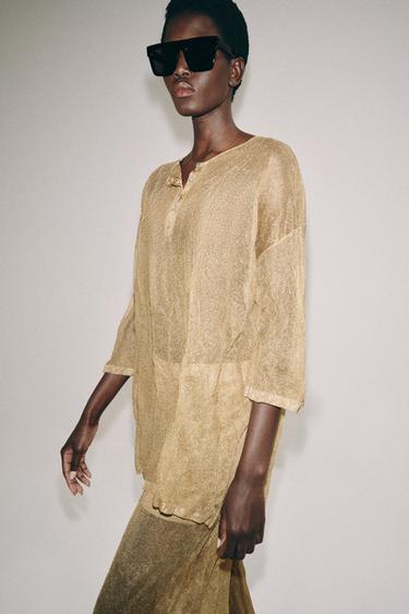 FINE KNIT TUNIC TOP - Golden by Zara