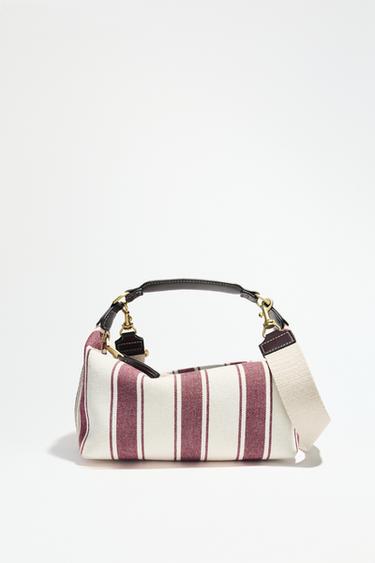 SAC CITY EN TISSU À RAYURES - Bordeaux de Zara
