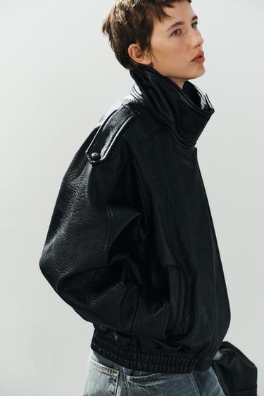 LEATHER EFFECT JACKET - Black by Zara