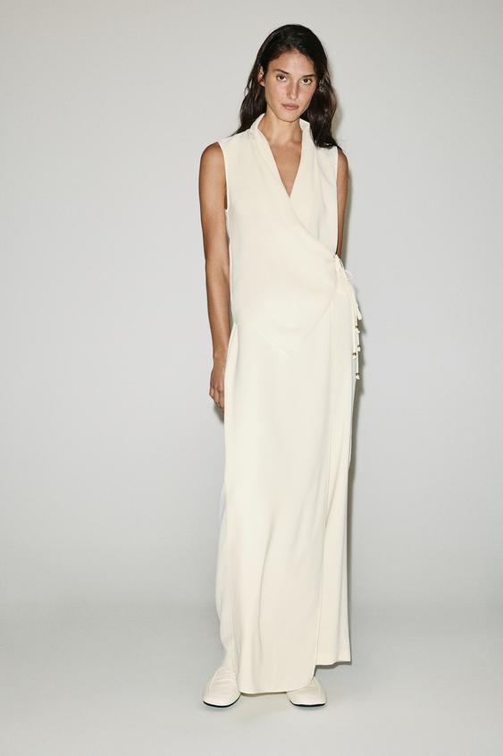 PANTALÓN PAREO CRUZADO - Blanco roto de Zara - Imagen 0