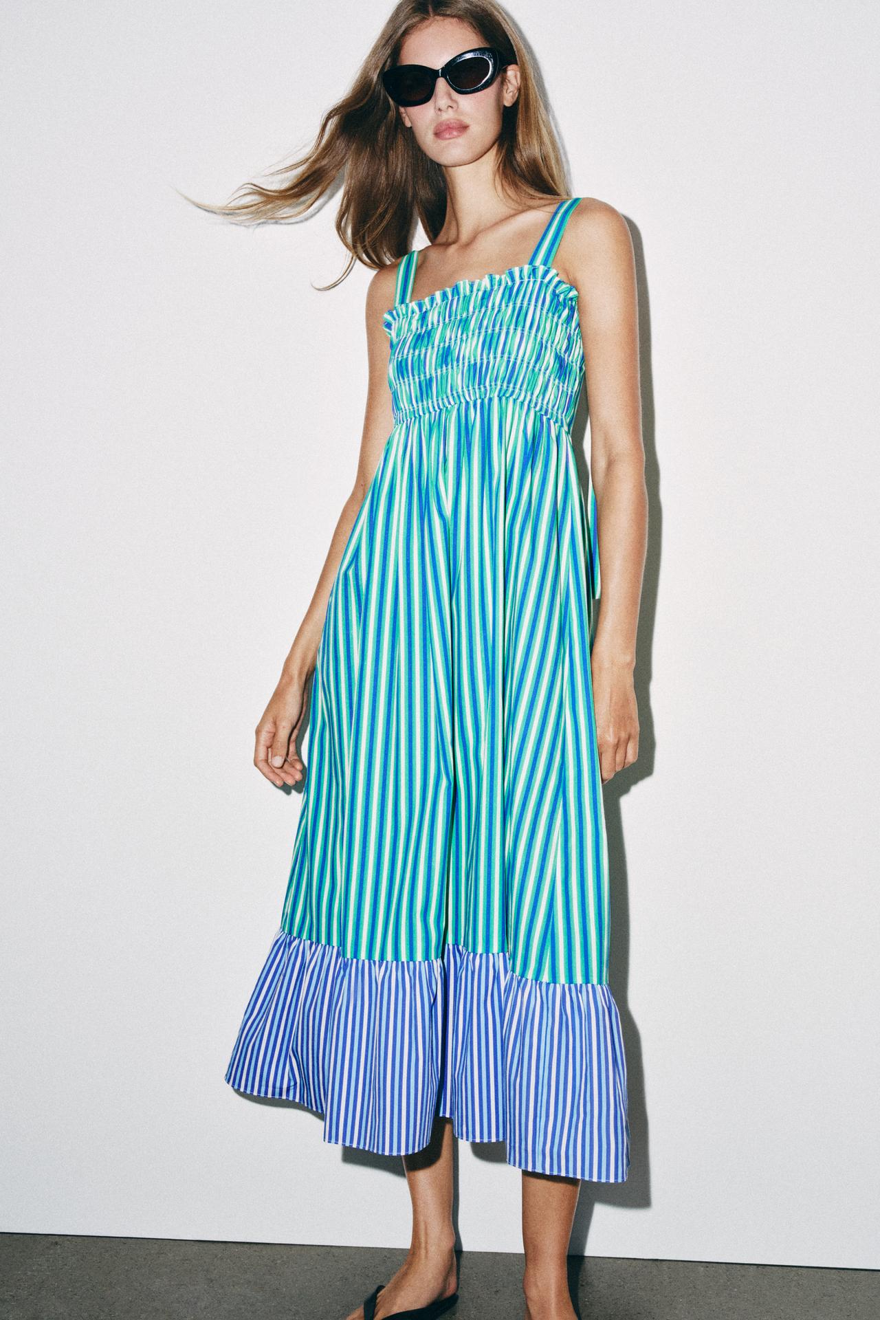 STRIPED MIDI DRESS — striped