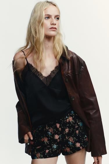 SATIN TOP WITH LACE - Black by Zara - Image 2