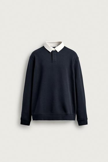 RUGBY SHIRT WITH CONTRAST COLLAR - Navy blue by Zara