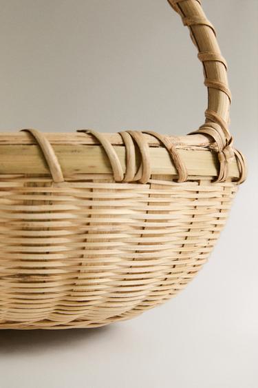 DOUBLE HANDLE BAMBOO BASKET - Light beige by Zara - Image 3