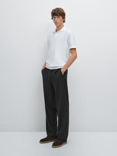 Zara Textured knit short sleeve polo shirt - White - Image 0